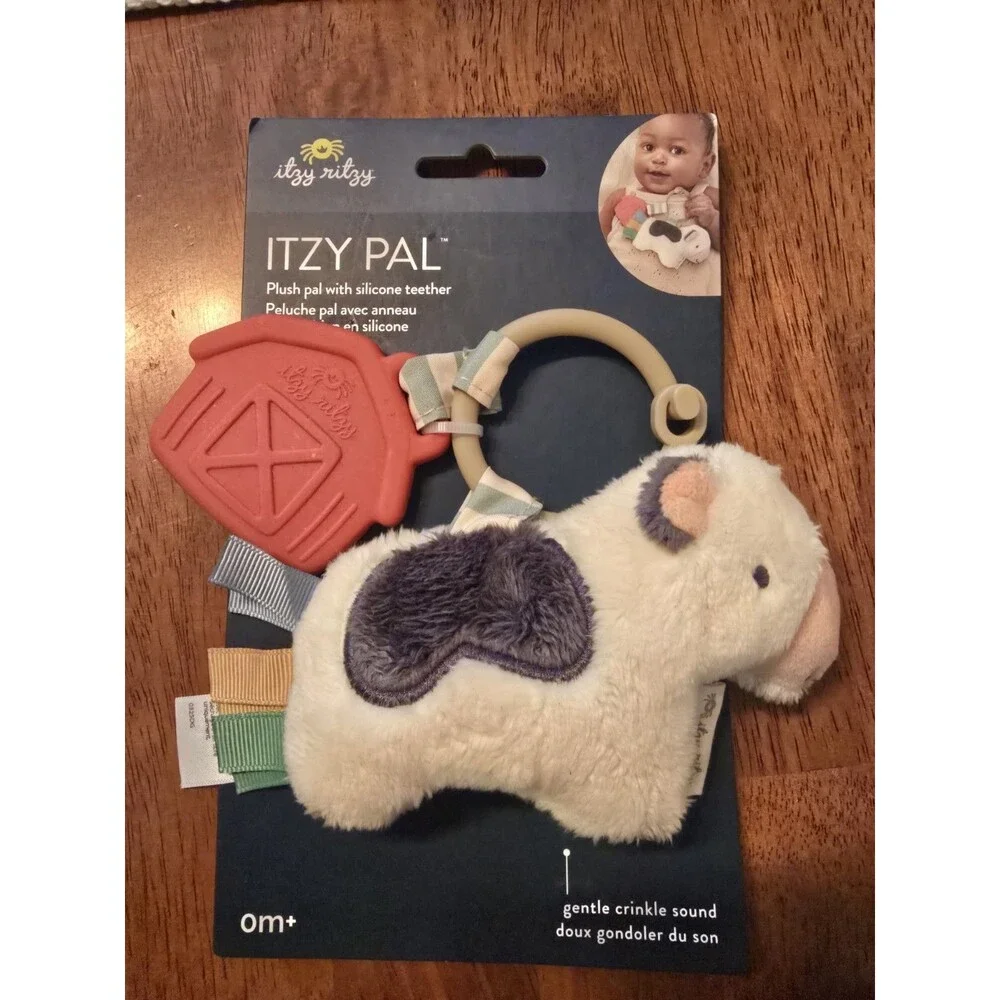 Itzy Pal Baby Cow Farm Teether Toy Infant Shower Gift NWT New